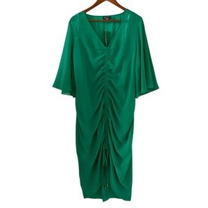 City Chic NEW Ruched Drawn Up Green Stone Dress Plus Size XS/14W